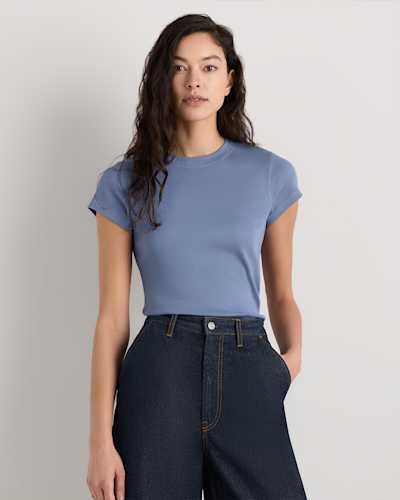 Organic Cotton Micro-Rib Crewneck Tee