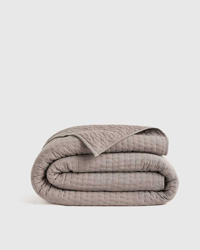 Stone European Linen Cotton Stitch Quilt
