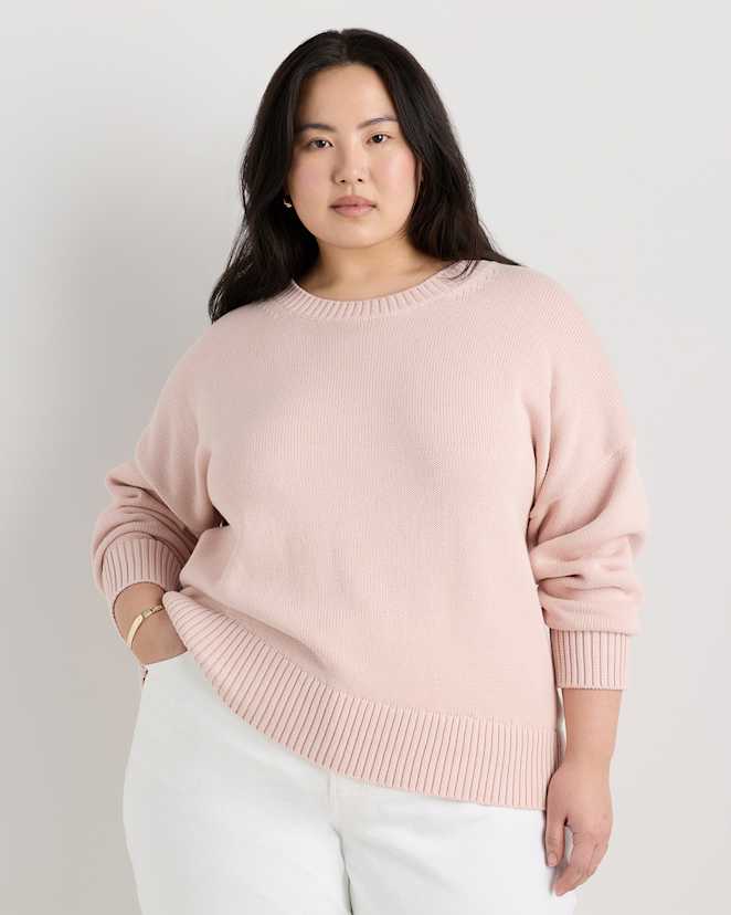 Shell Pink 100% Organic Cotton Boyfriend Crew Sweater