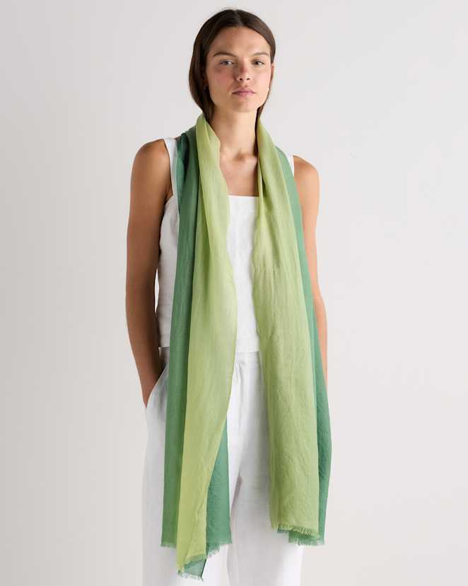 Mint/Leaf Green Featherweight Merino Wool Dip-Dye Scarf