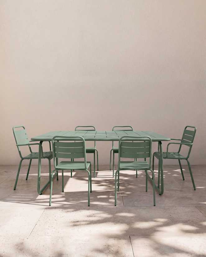 Sage Green Powder-Coated Aluminum Outdoor Dining Set