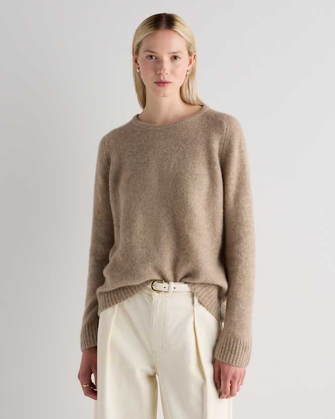 Doe Brown Cashmere Silk Boucle Relaxed Crewneck