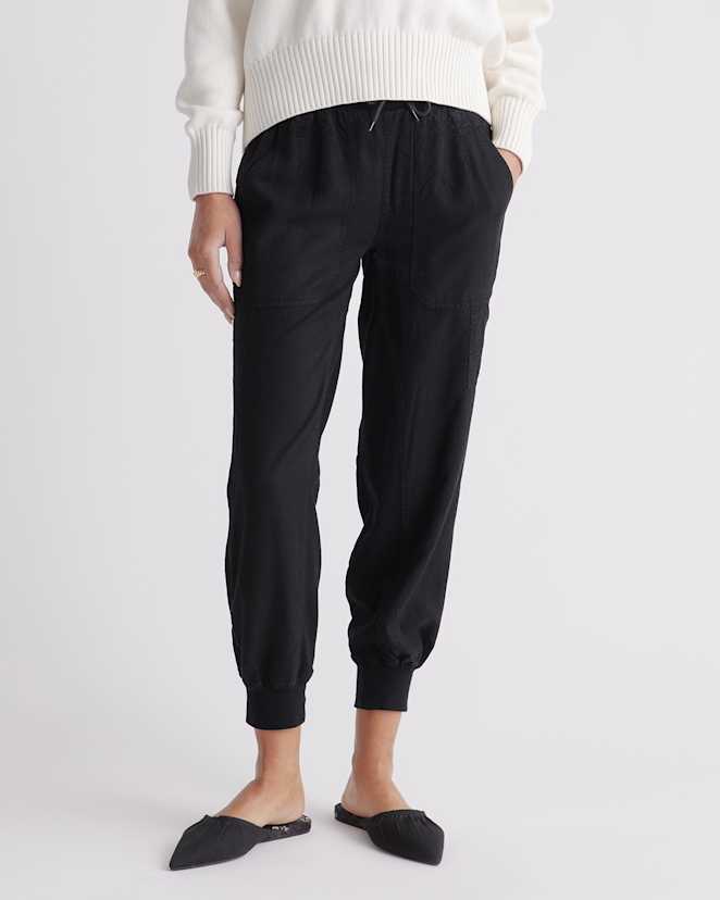 Deep Black Vintage Wash Tencel Utility Jogger