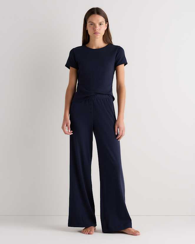 Deep Navy Organic Cotton Pointelle Pajama Set