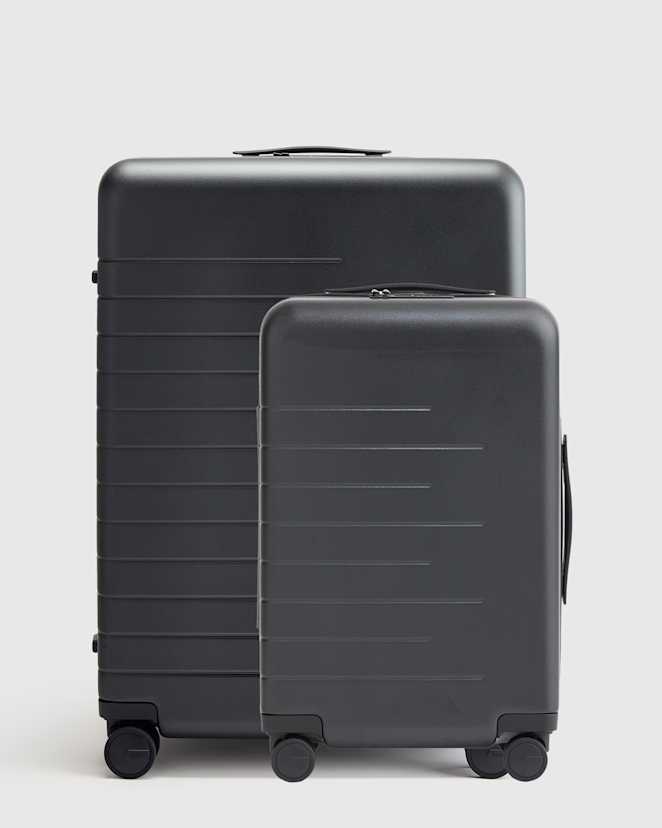 Black Expandable Carry-On & Large Check-In Suitcase Bundle
