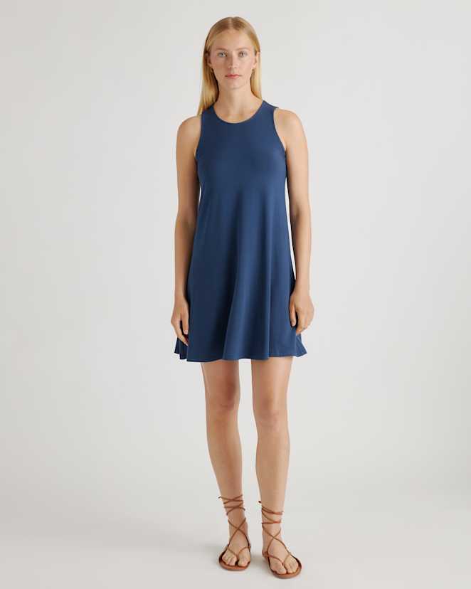 Navy Tencel Jersey Mini Swing Dress