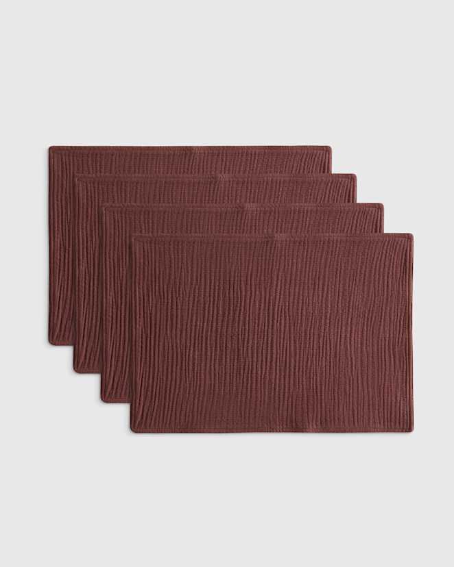 Burgundy Sets de table en gaze de coton biologique