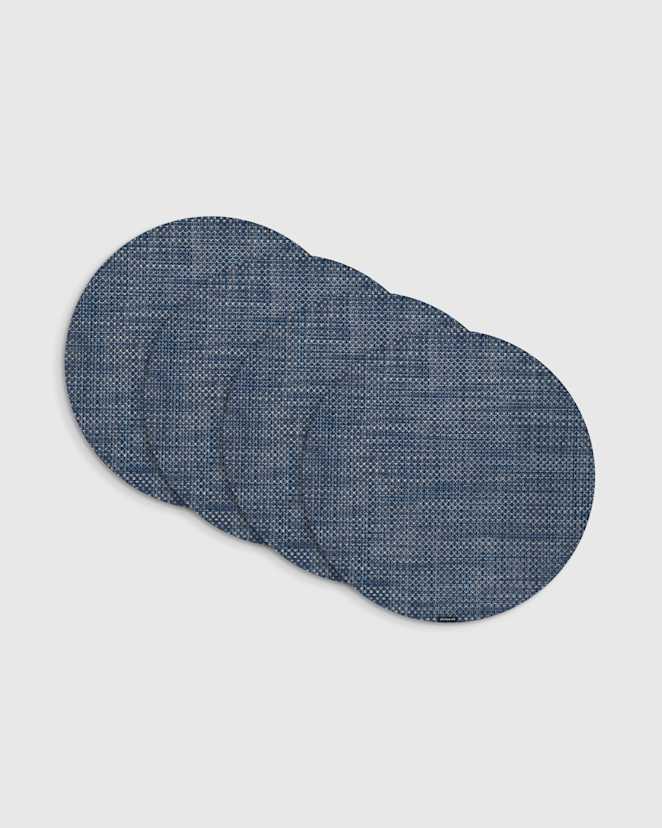 Denim Basketweave Easy-Care Round Placemat, Set of 4 by Chilewich