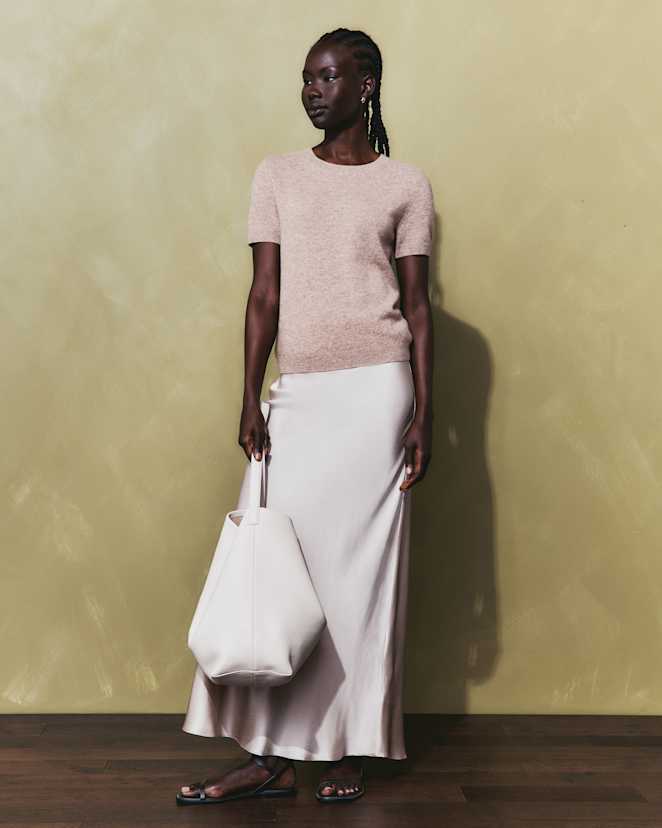 Champagne 100% Washable Silk Maxi Skirt