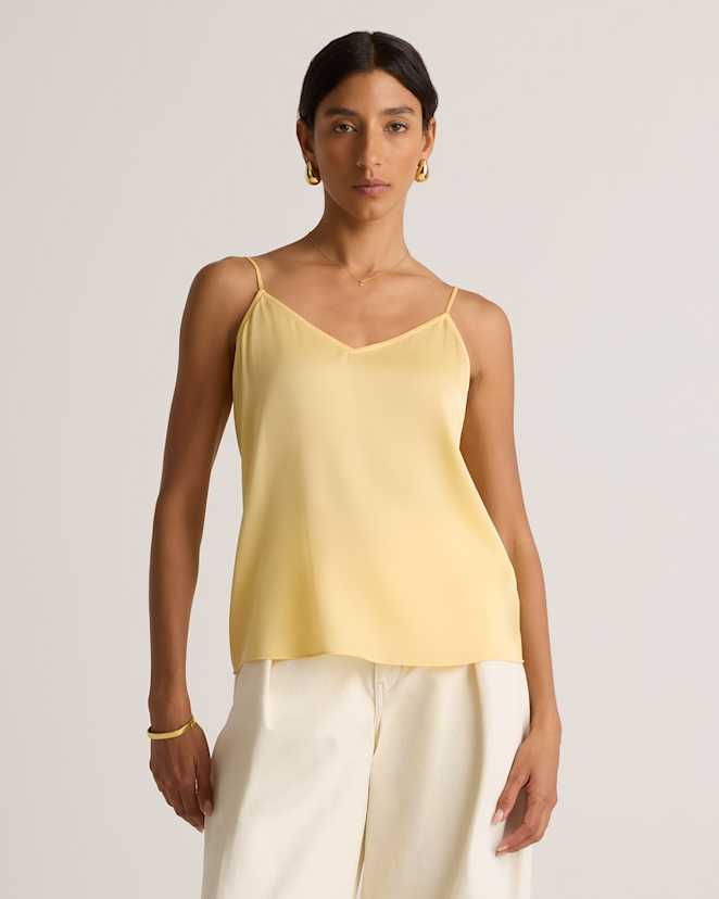 Butter Yellow Washable Stretch Silk V-Neck Cami