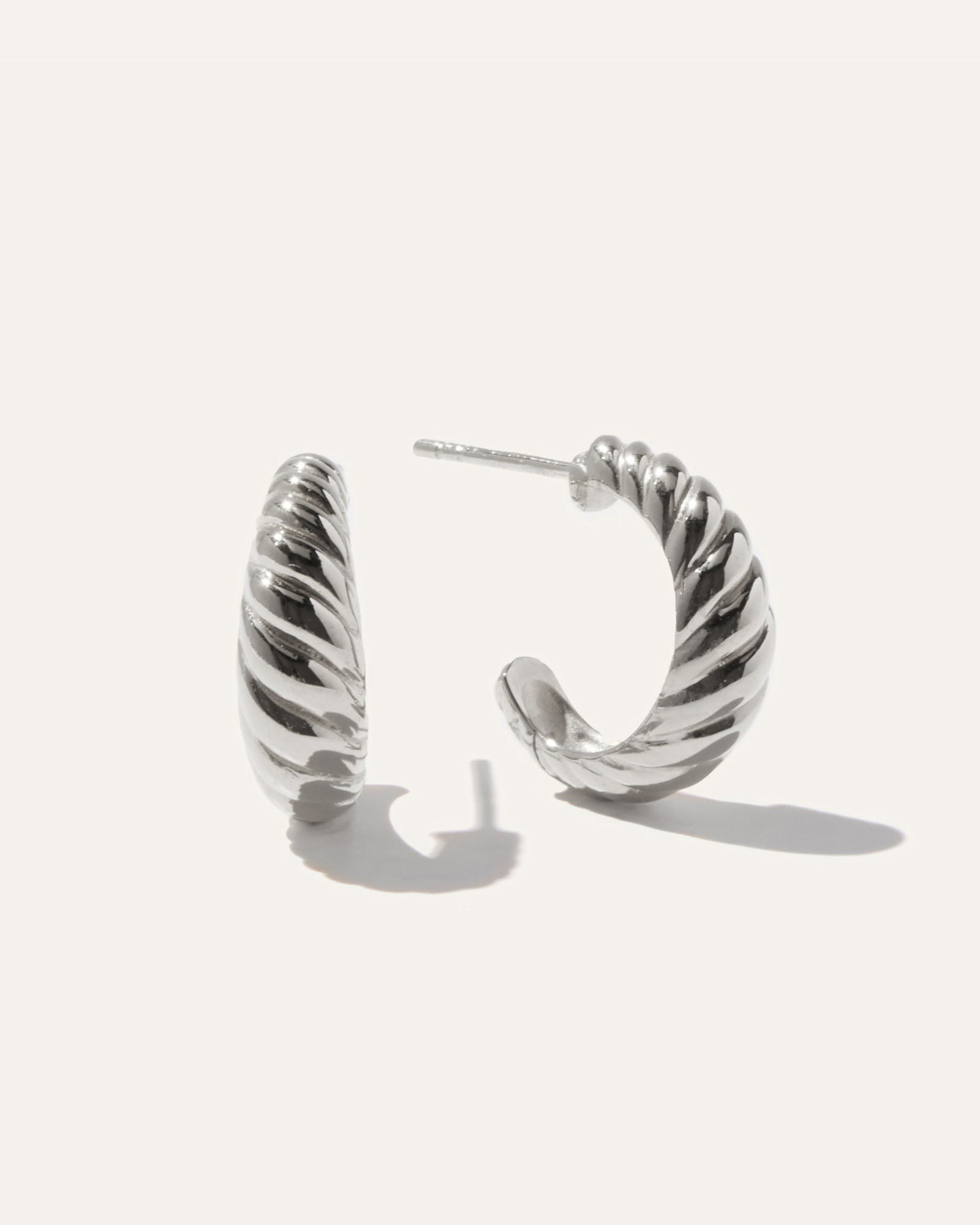 Sterling Silver Croissant Hoops