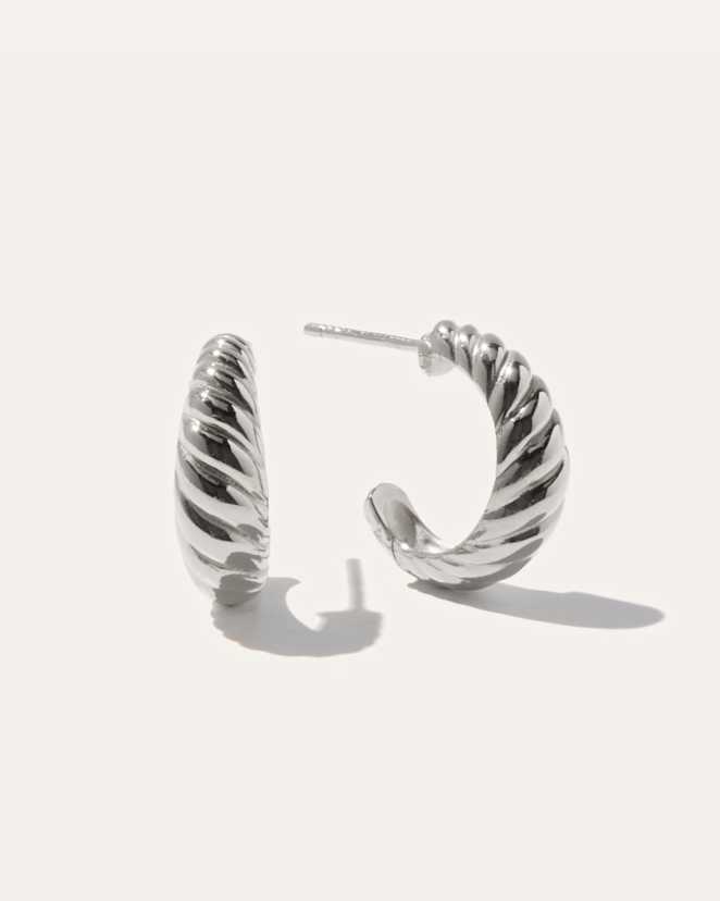 Sterling Silver Croissant Hoops