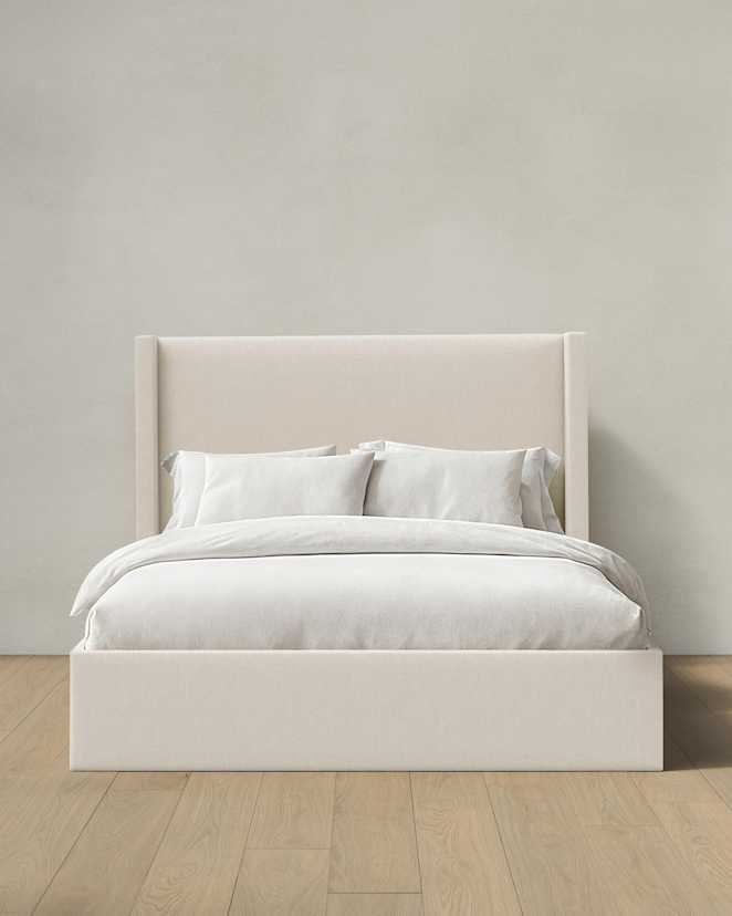 Ivory Wingback Bed in Performance Linen Blend
