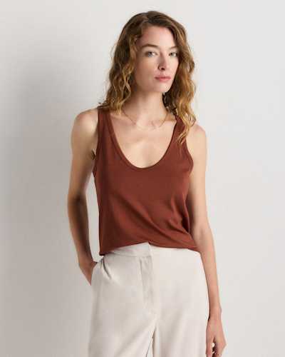 Cotton Modal Double Scoop Neck Tank