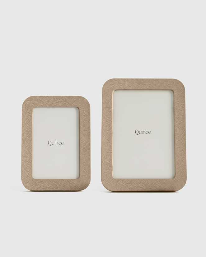 Taupe Shagreen Leather Picture Frames - (Set of 2)