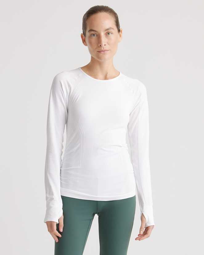 White Seamless Ruched Long Sleeve Top