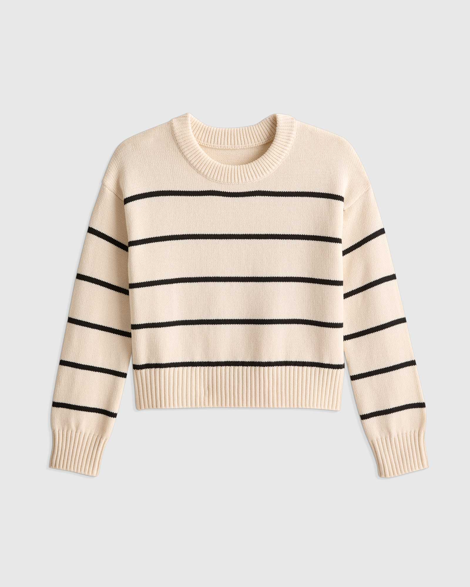white/black-stripe 100% Organic Cotton Crewneck Sweater