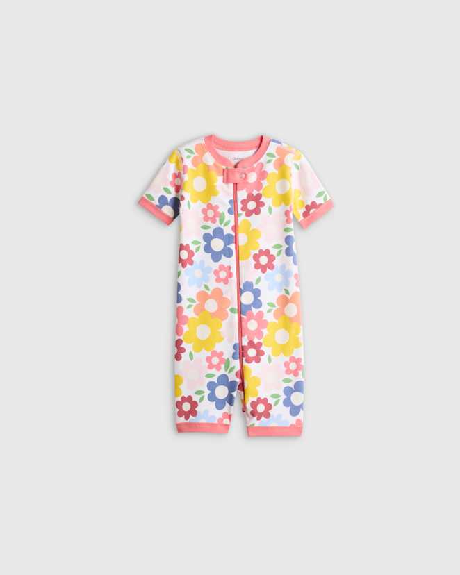 Pop Floral 100% Organic Cotton Shortie Onesie Pajama