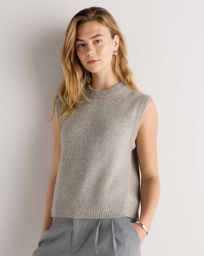 Warm Heather Grey 100% Yak Crewneck Sweater Vest