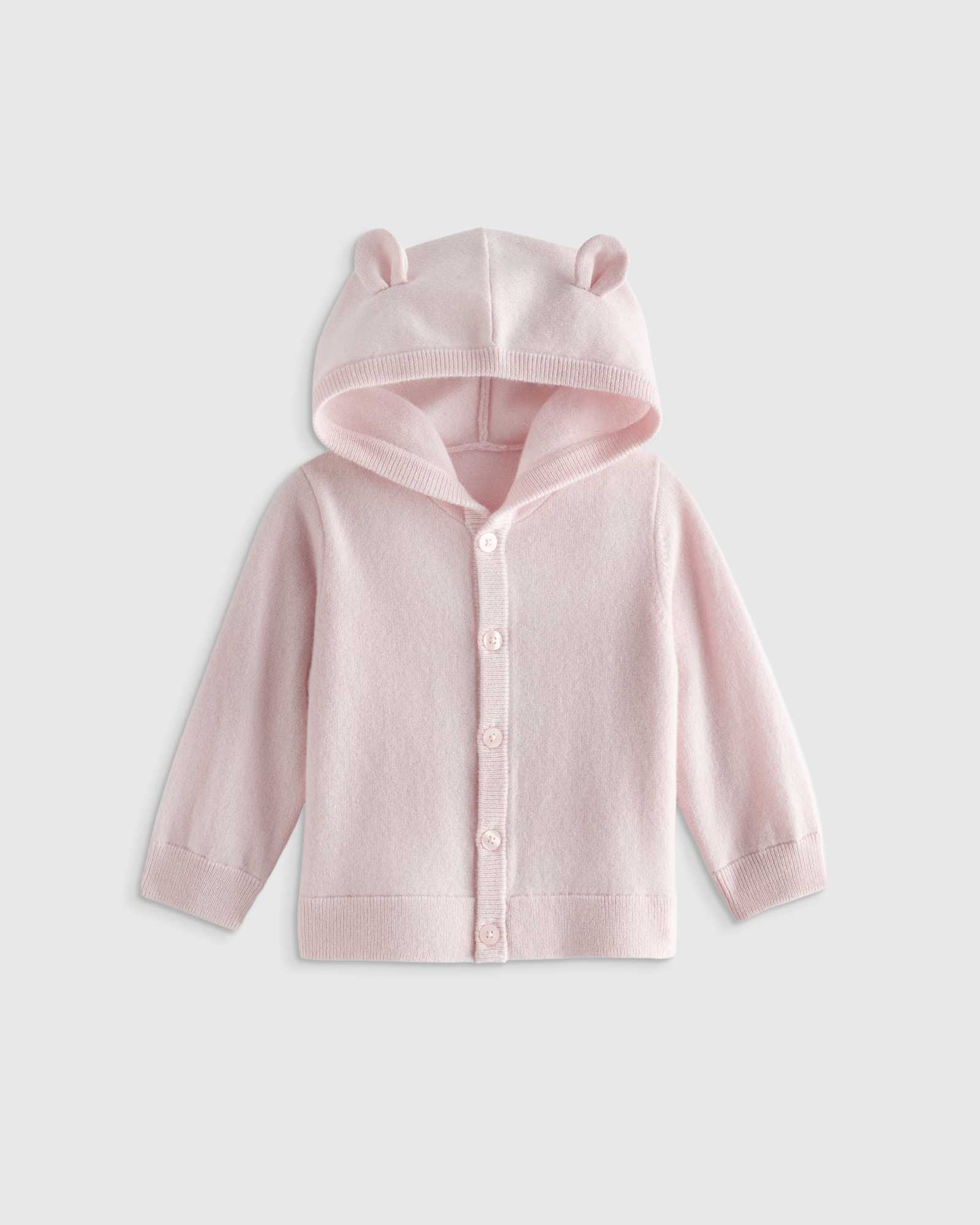 minimal-pink Washable Cashmere Hooded Cardigan