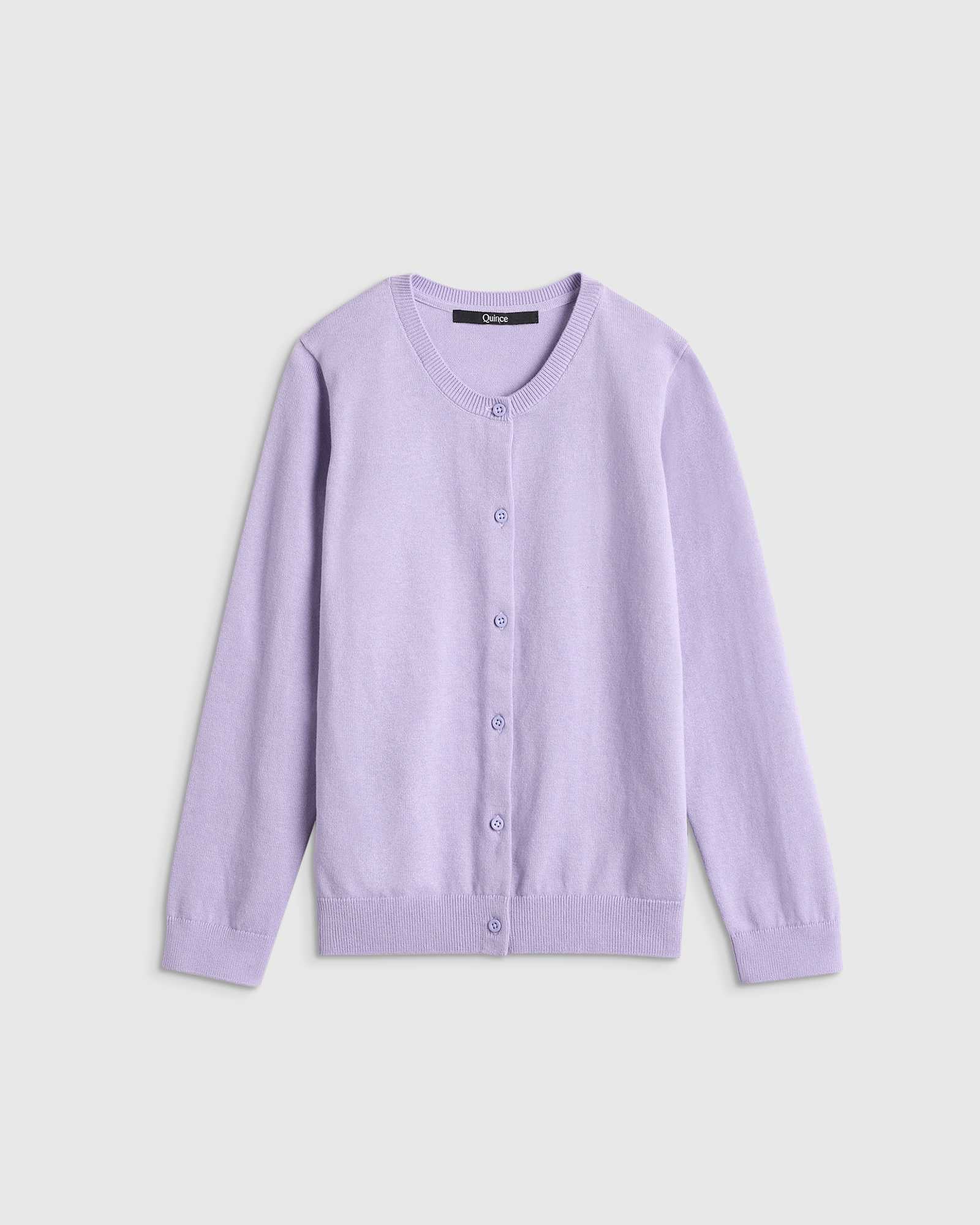 lilac 100% Organic Cotton Crewneck Cardigan