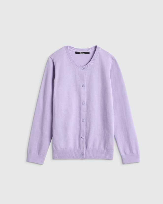 Lilac 100% Organic Cotton Crewneck Cardigan