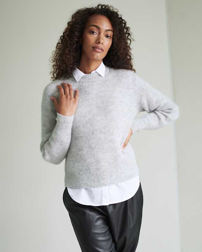 Light Grey Baby Alpaca-Wool Crew