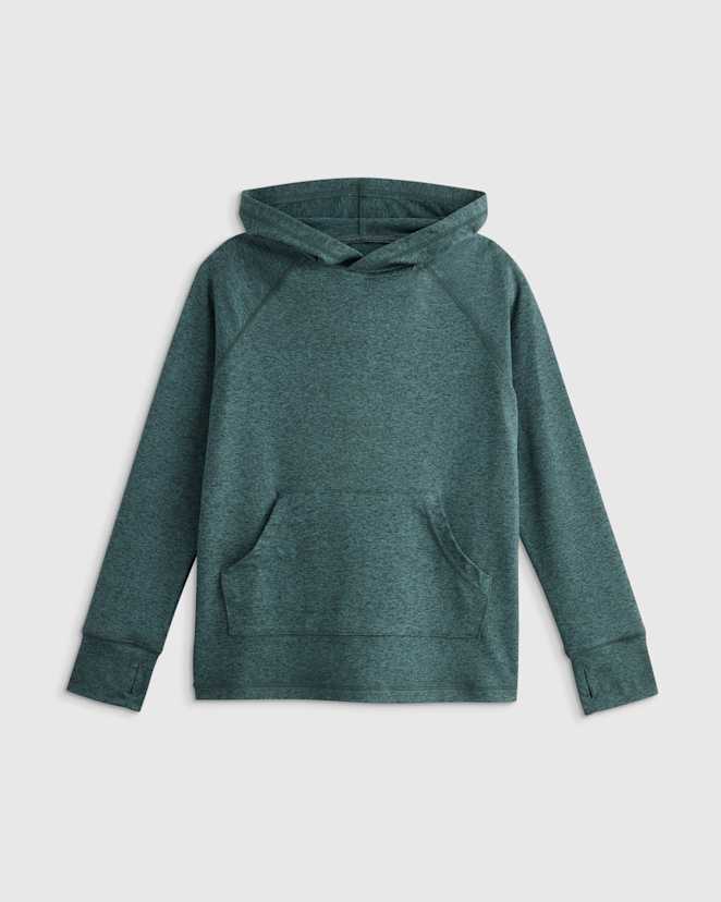 Heather Green Flowknit Pullover Hoodie