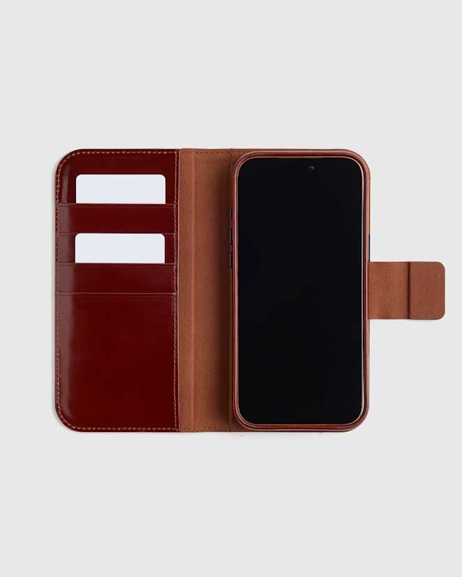 Saddle Italian Leather Phone 2-in-1 Folio Case