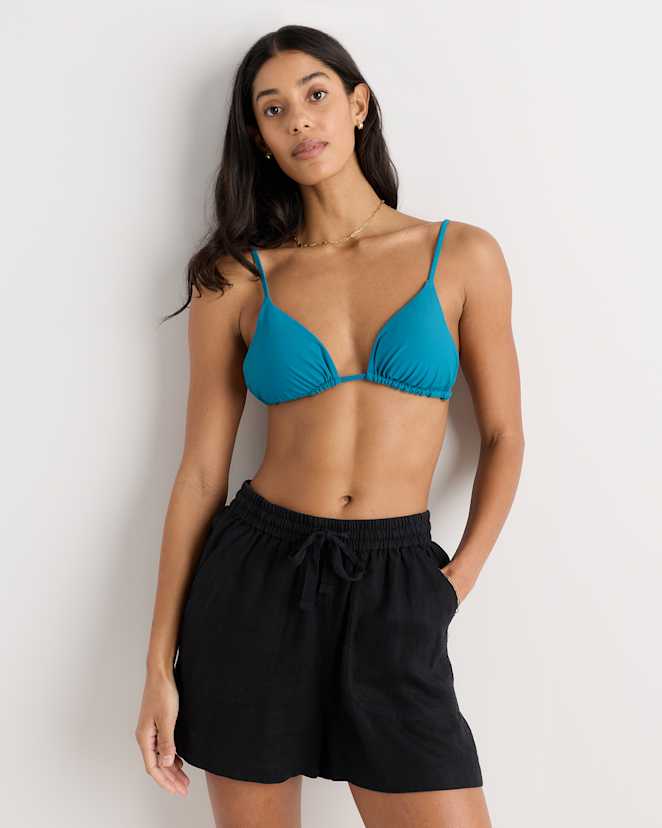 Lagoon Teal Blue Italian Triangle Bikini Top