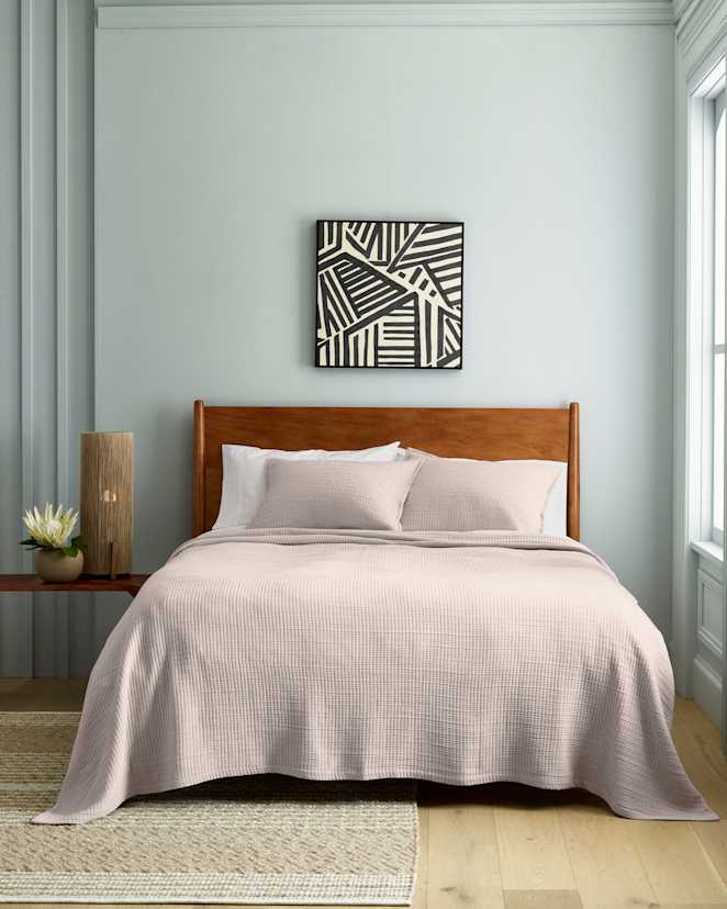 Sand Organic Ribbed Cotton Coverlet Set