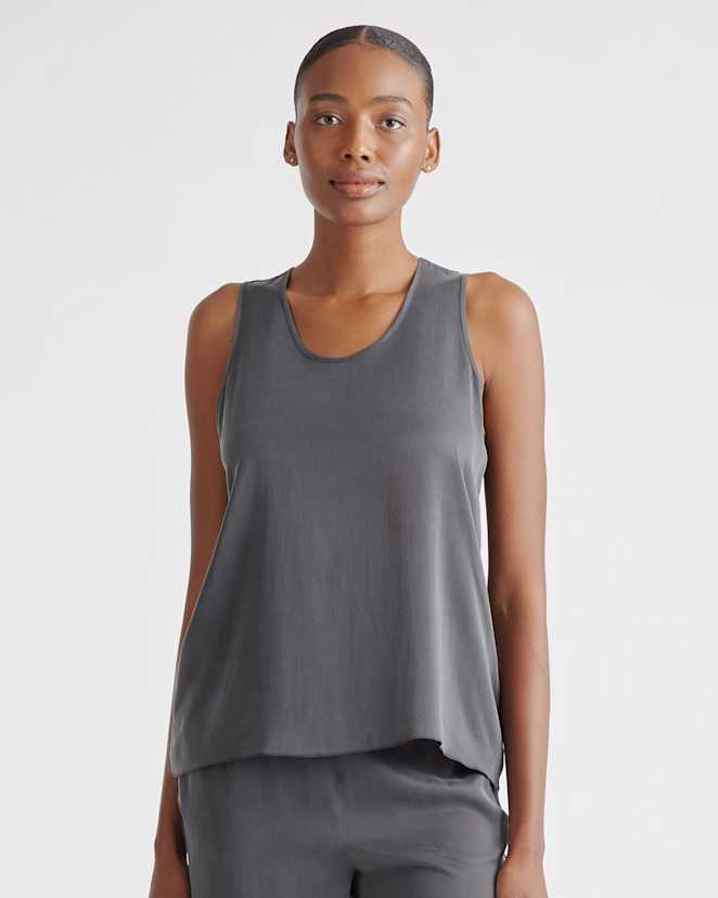 Charcoal 100% Washable Silk Pajama Tank