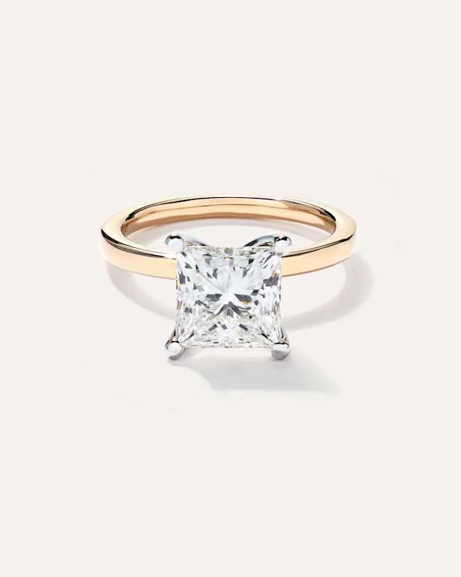Yellow Gold Lab Grown Diamond Princess Comfort Fit Engagement Ring - 3ct
