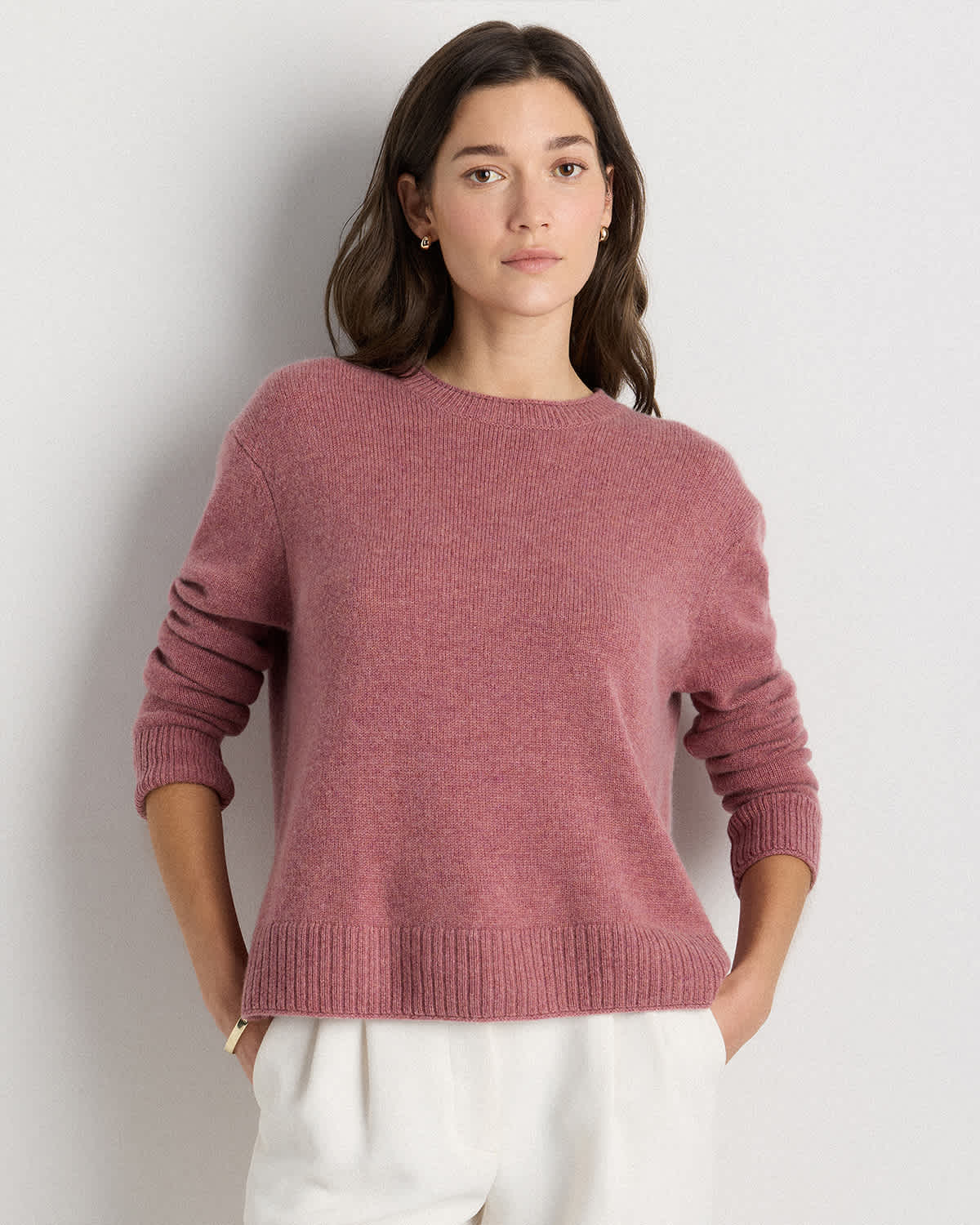 heather-shaded-rose-pink Mongolian Cashmere Boxy Crewneck Sweater