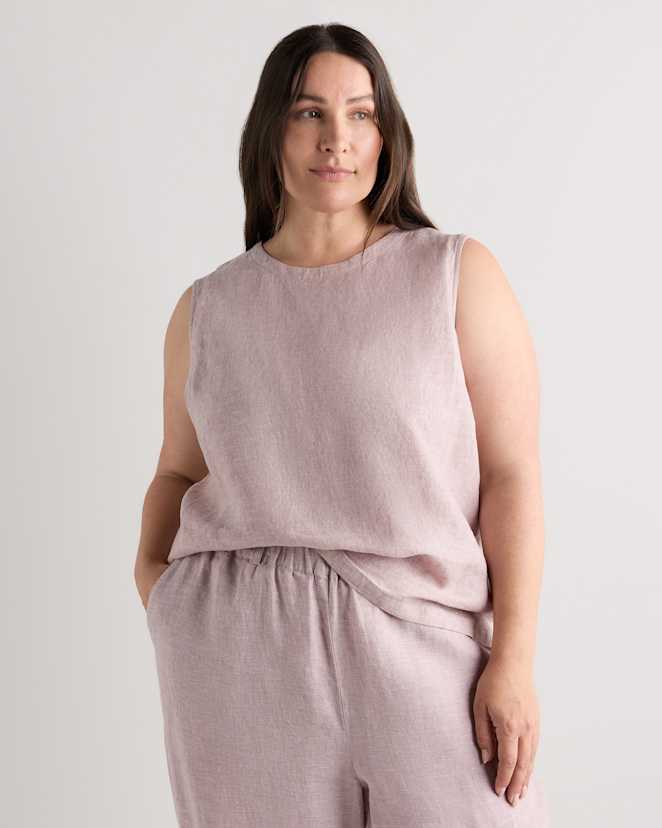 Vintage Pink Chambray Débardeur 100 % lin européen