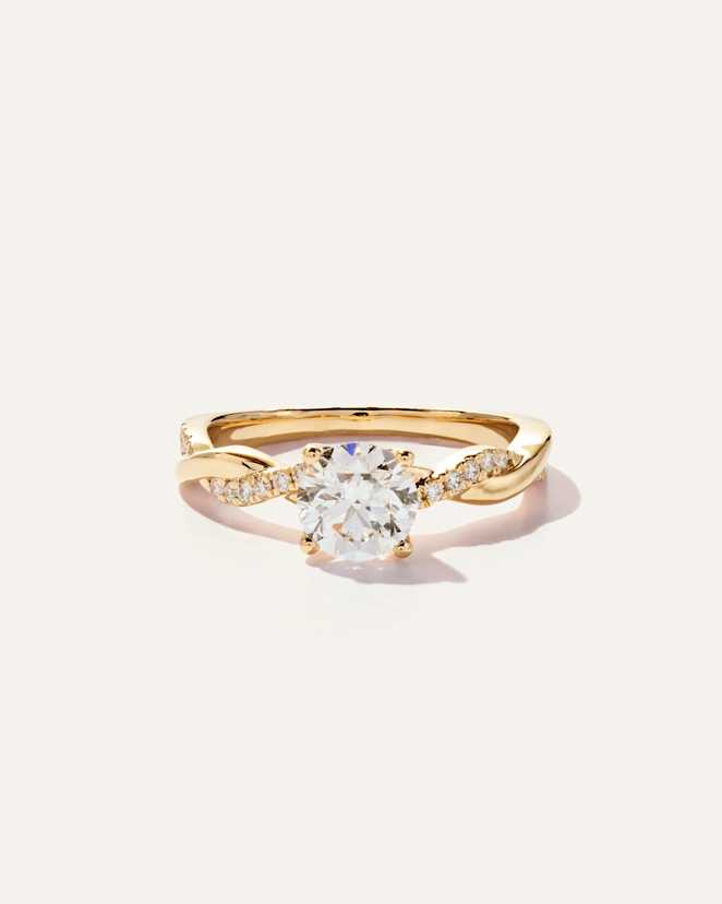 Yellow Gold Lab Grown Diamond Round Twisted Engagement Ring - 1ct