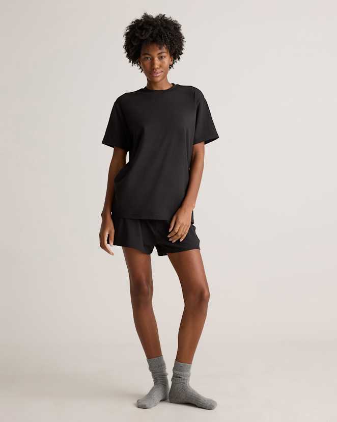Bold Black Dream Lounge Oversized Short Sleeve Pajama Set
