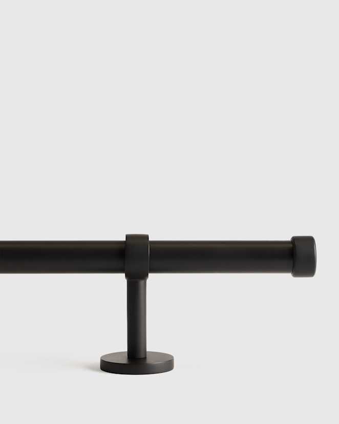 Matte Black Solid Brass Curtain Rod Set with End Cap Finial