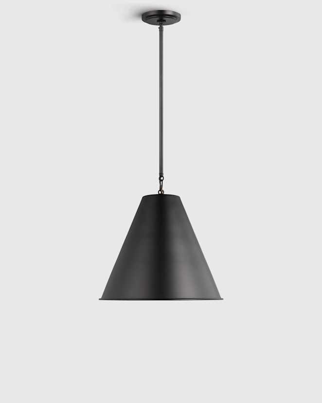 Black Tapered Steel Shade Pendant Light