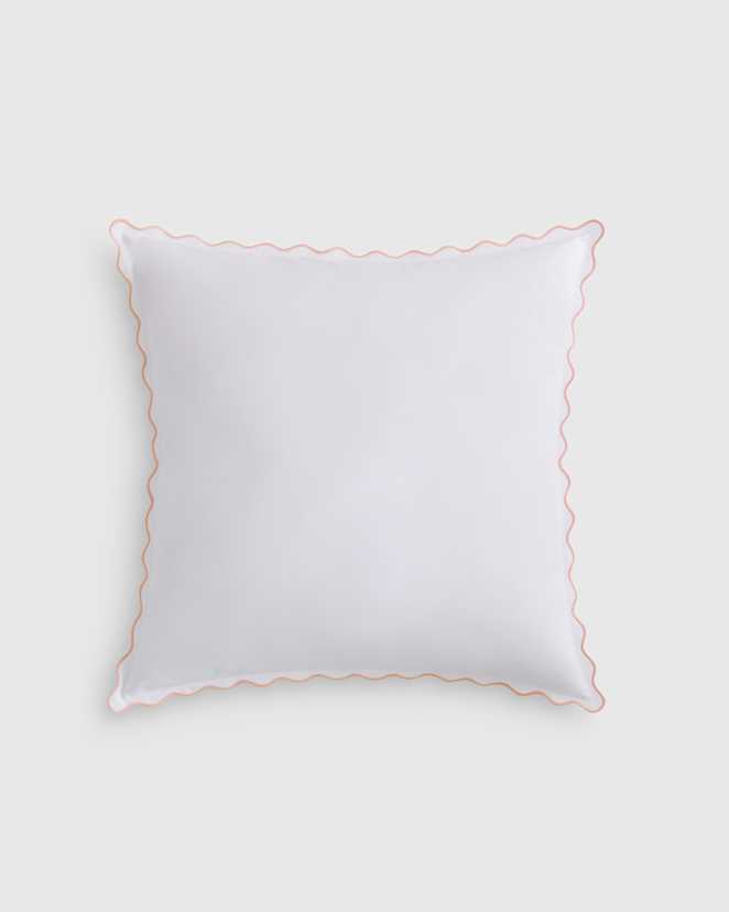 White/Rose Classic Organic Percale Scallop Euro Sham