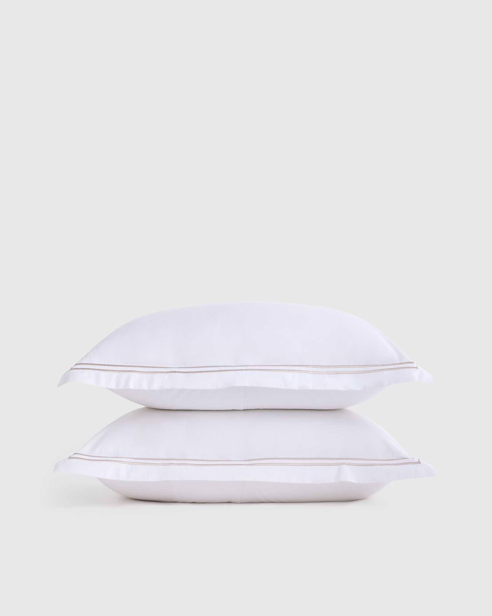 White/Dove Organic Crisp Percale Embellished Sham Set