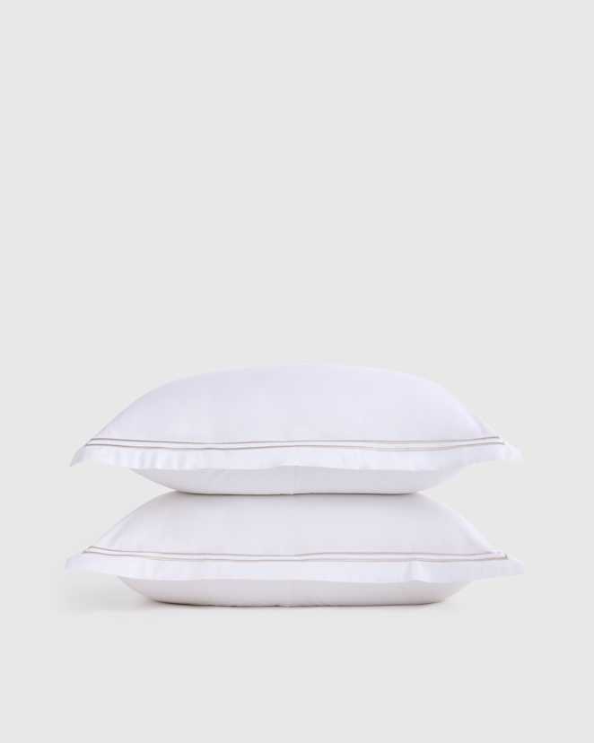 White/Dove Organic Crisp Percale Embellished Sham Set