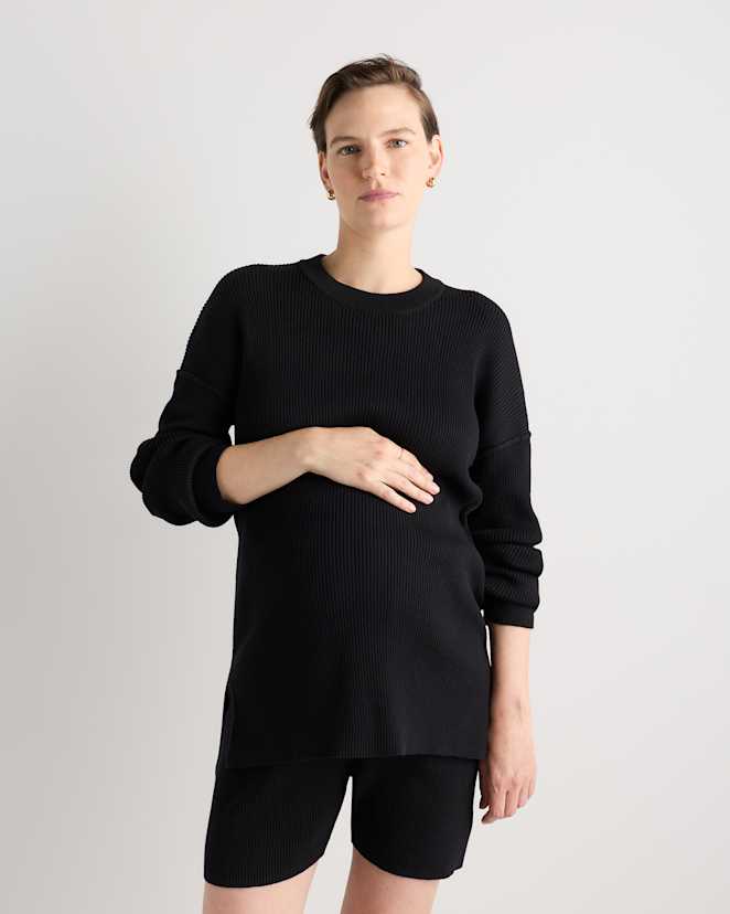 Black Cotton Cashmere Oversized Maternity Sweater