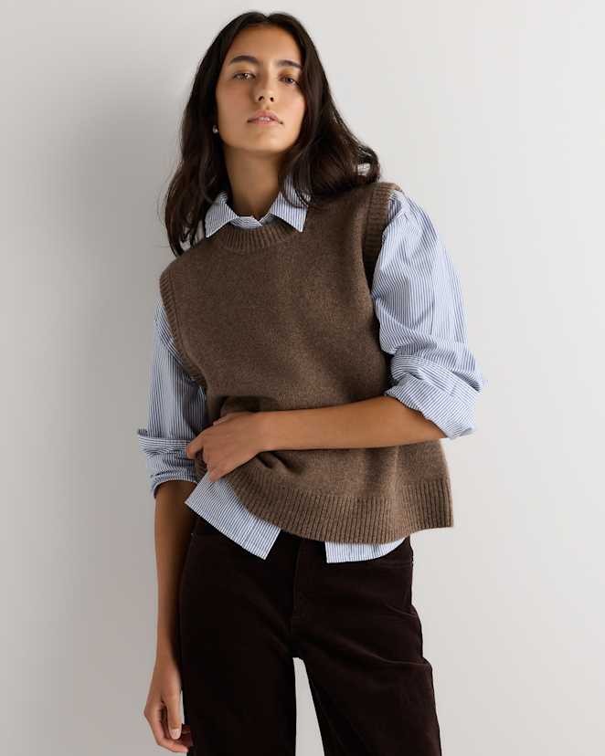 Heather Brown 100% Yak Crewneck Sweater Vest