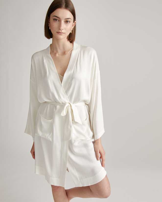 Ivory 100% Washable Silk Robe