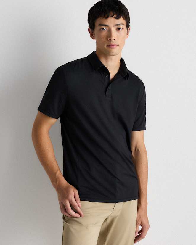 True Black Flowknit Breeze Performance Polo