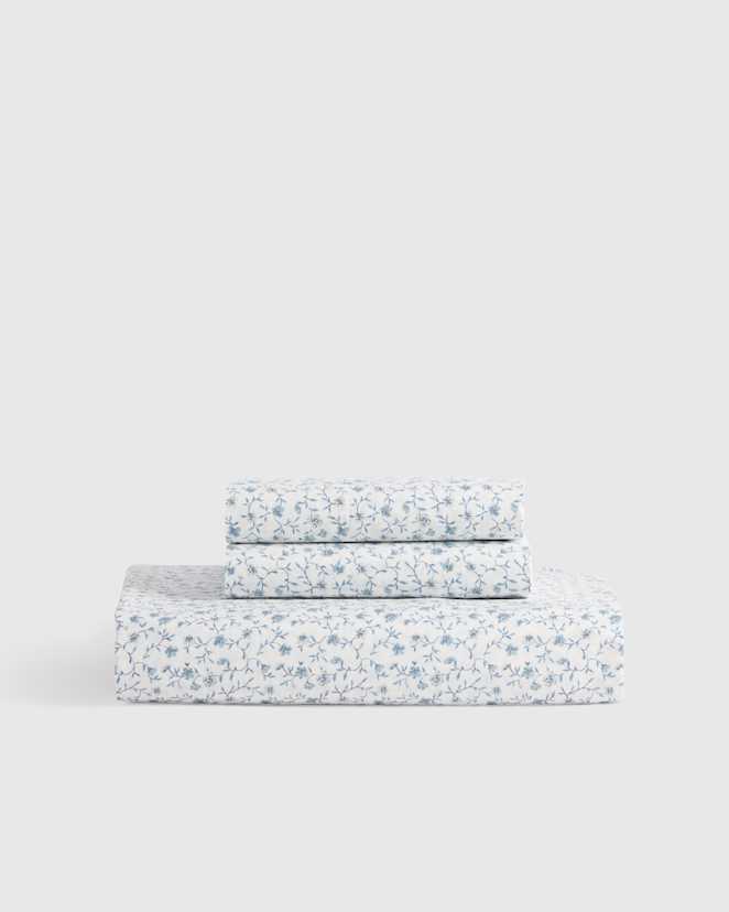 Blue Florette Classic Organic Percale Fitted Sheet Set