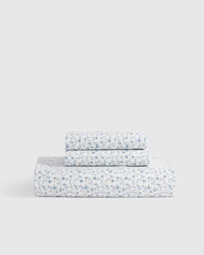 Blue Florette Organic Crisp Percale Fitted Sheet Set