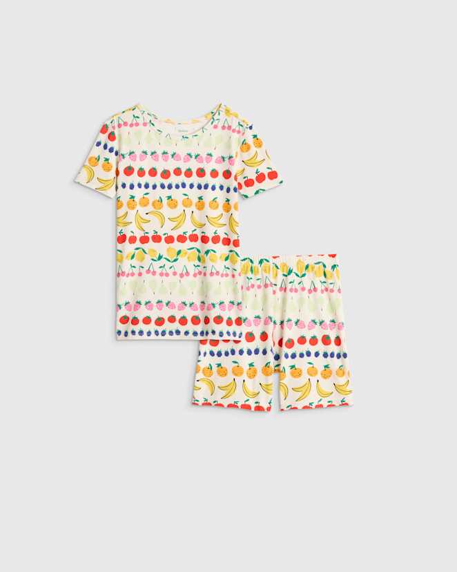 Fruit Stripe Bamboo Short Sleeve and Shorts Pajama Set
