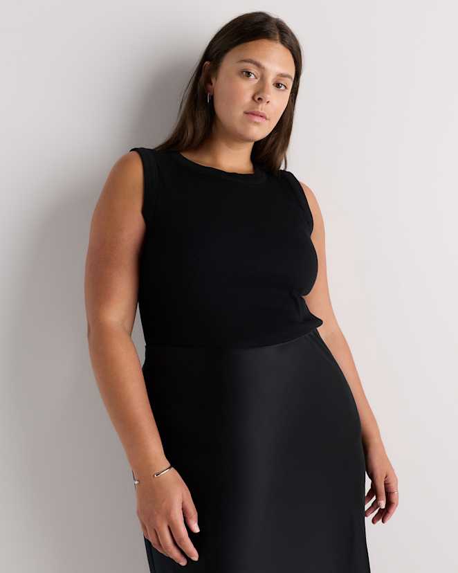 Black Organic Cotton Micro-Rib Cutaway Tank
